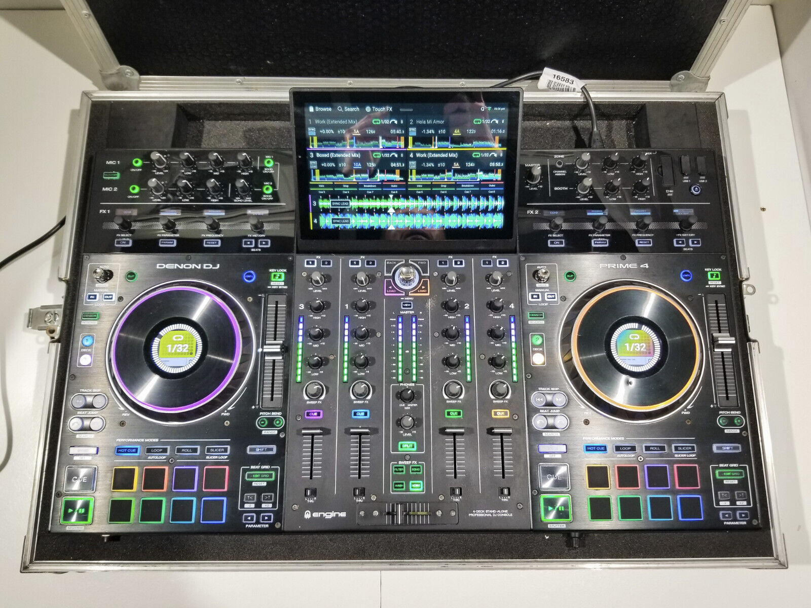 DENON PRIME 4 * STANDALONE 4 CHANNEL DJ * CONTROLLER / MIXER * HARD FLIGHT CASE